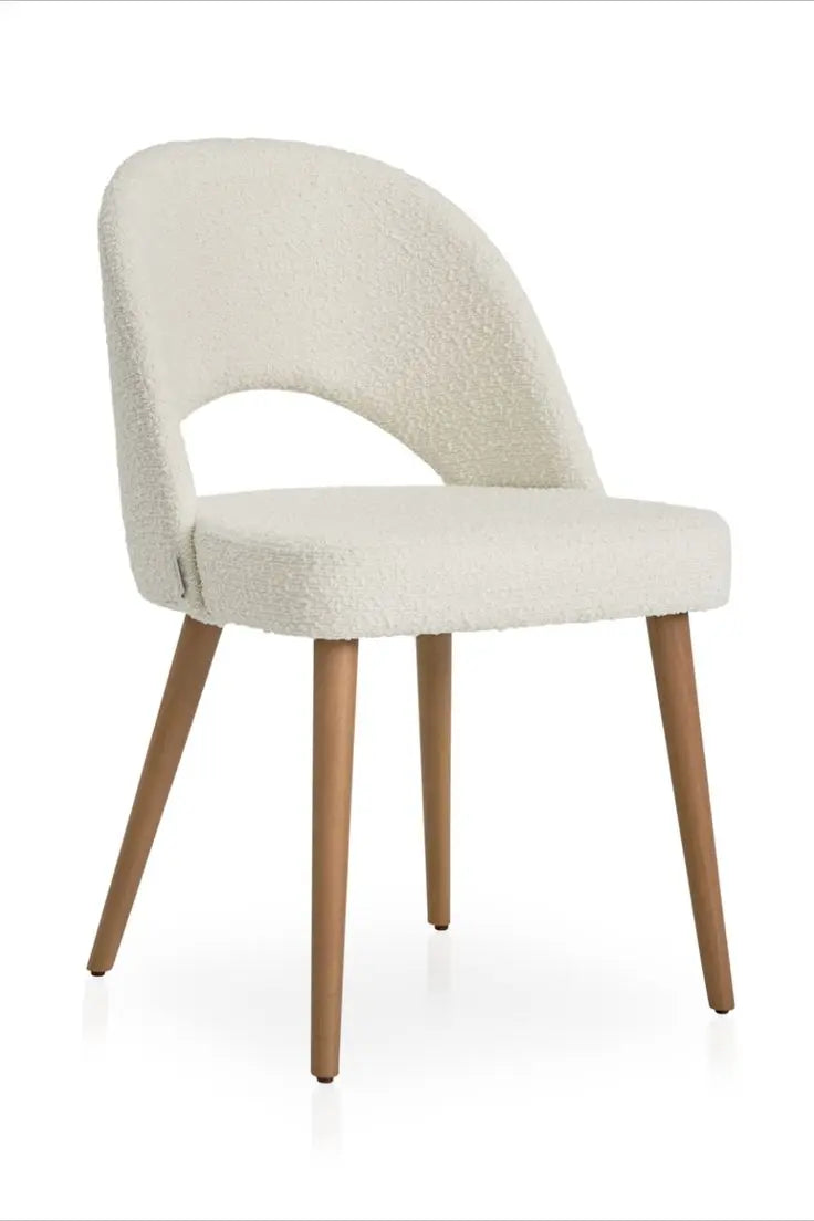 Chaise VALIO bouclette & bois – Maroc CAROUBIA