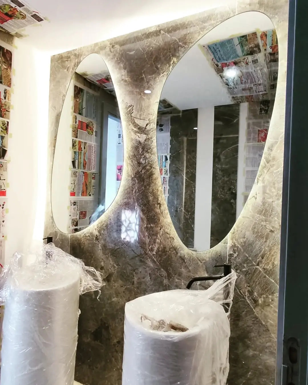 Miroir Pebble Duo — Miroir de Salle de Bain Anti-Buée Premium. CAROUBIA