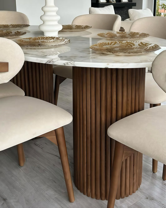 Table à manger CERAMO en porcelaine avec 8 chaises