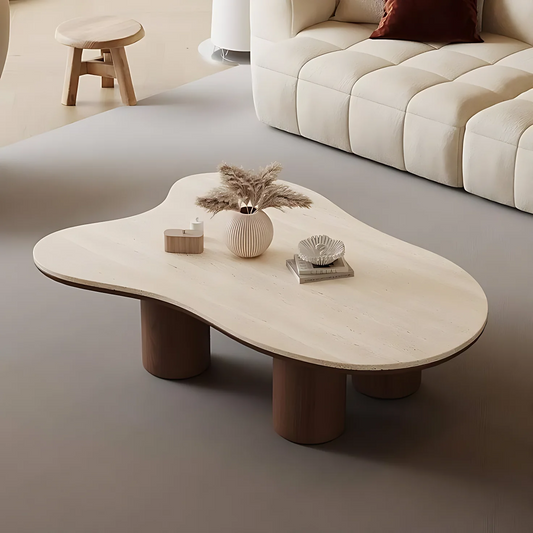 Table basse VICTORIA marbre & bois sur mesure - au Maroc