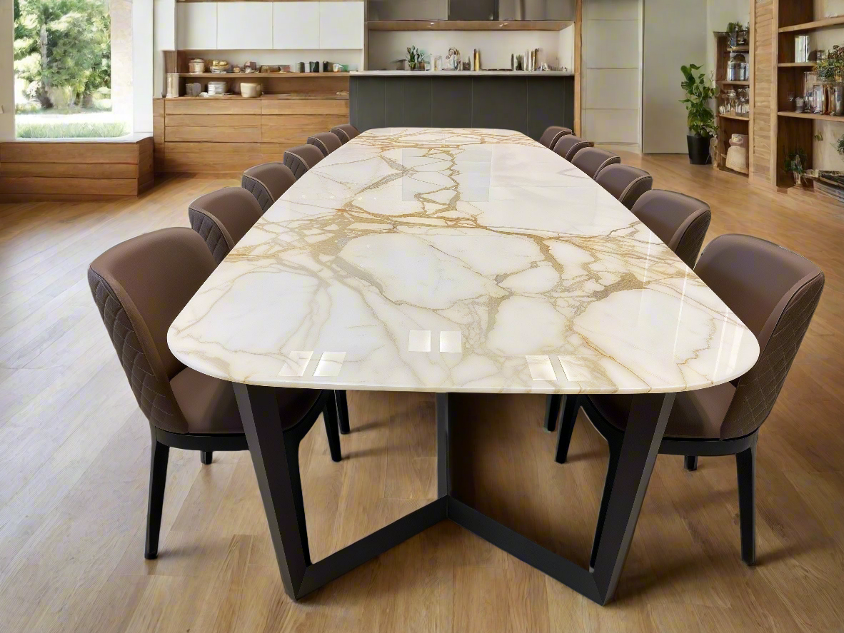 Table à manger ROYAL en porcelaine avec 12 chaises