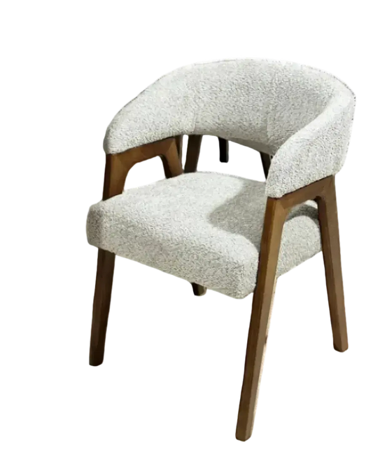 Chaise table à manger MAGNUM Bachette, Velours ou Bouclette & bois–Maroc CAROUBIA