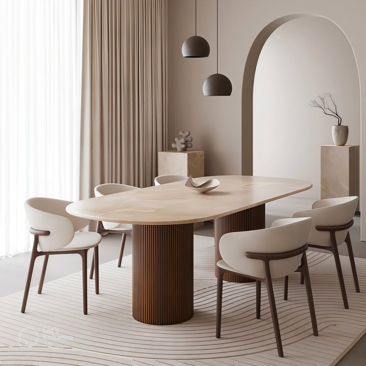 Table à manger CERAMO en porcelaine avec 8 chaises