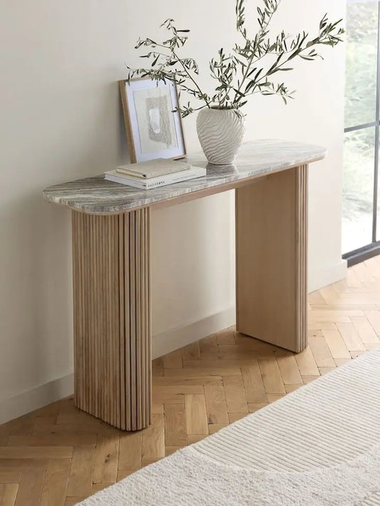 Console PERSIA – Marbre & Bois Massif sur mesure – Maroc CAROUBIA