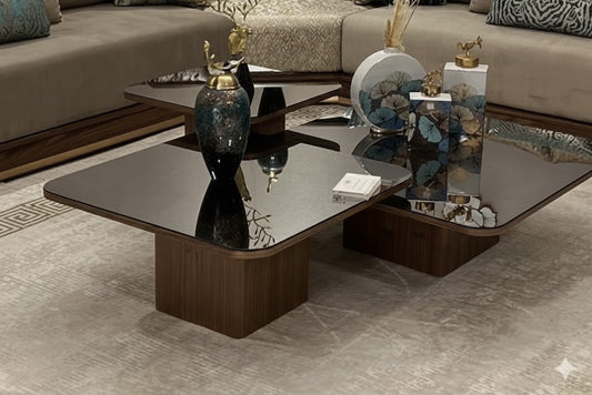 Table Gigogne Design Artisanale – Bois & Métal Table AXIS CAROUBIA