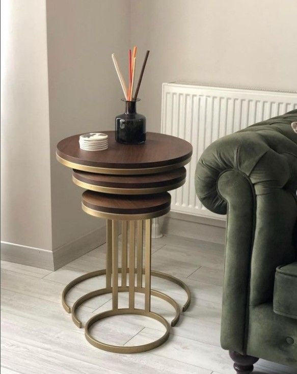 Table Gigogne Design Artisanale – Bois & Métal Table CERCLO CAROUBIA